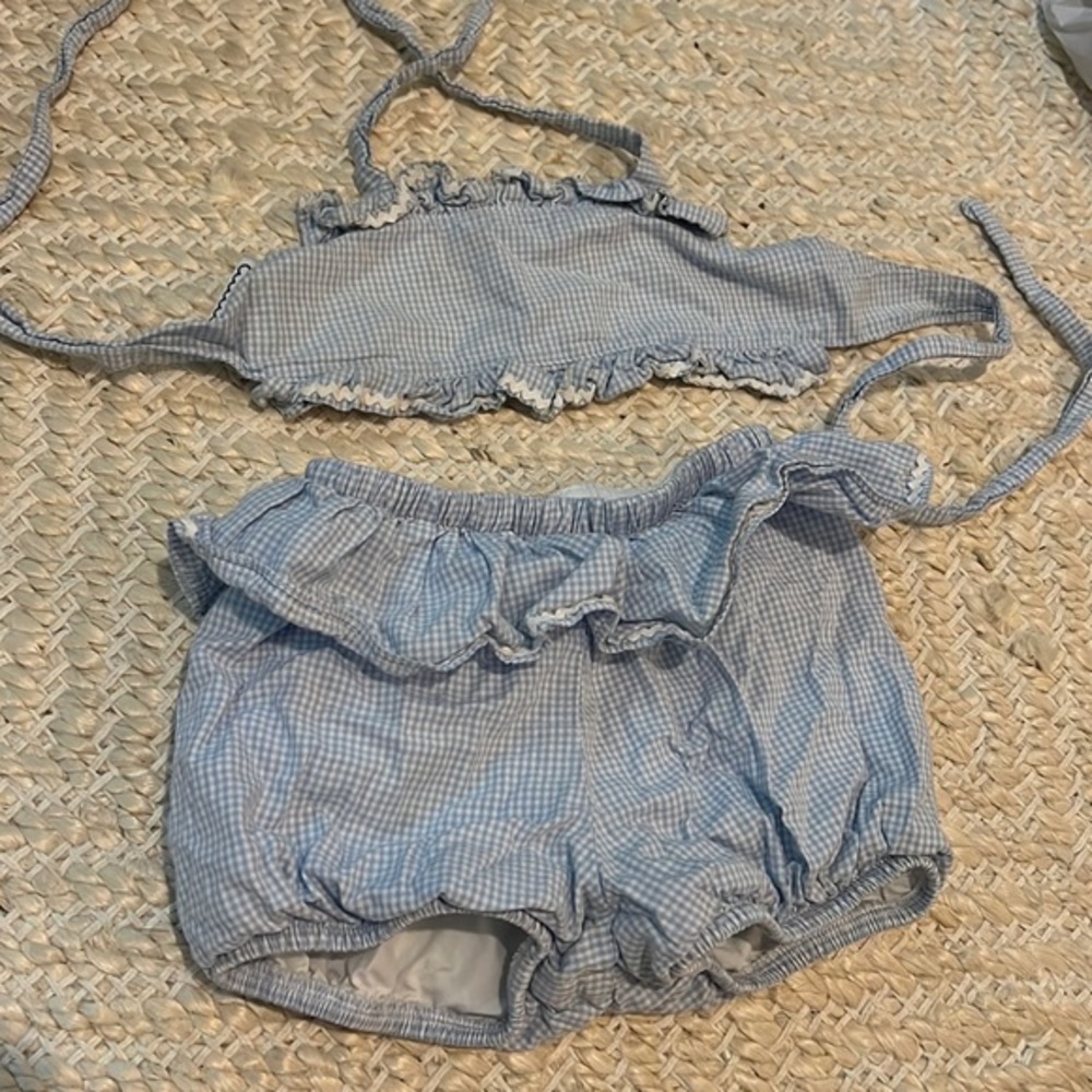 KATE AND LIBBY 2T BLUE RUFFLE GINGHAM BIKINI